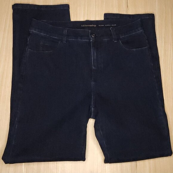 Soft Surroundings Dark Wash Straight Leg Jeans - Picture 1 of 6